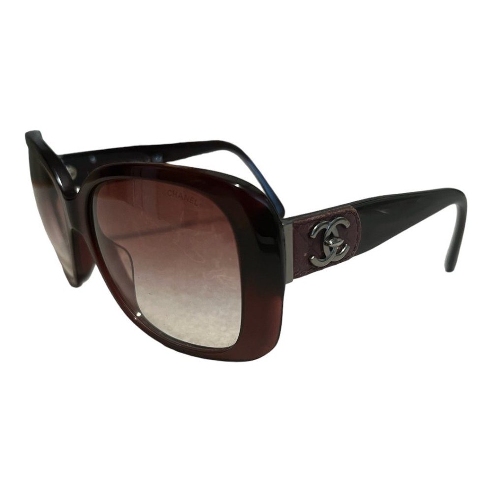 CHANEL: Burgundy, CC Logo Sunglasses #283